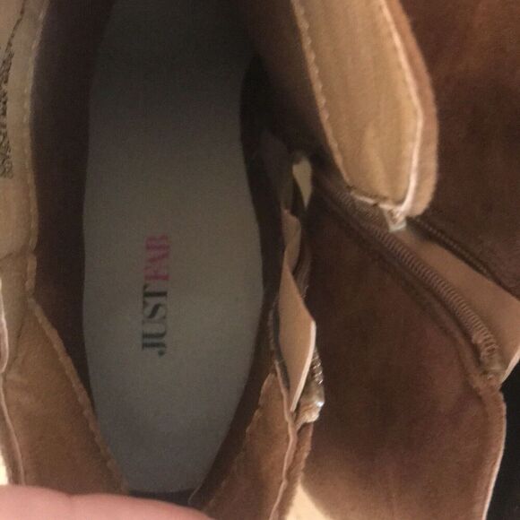 JustFab “Analia” Double Zipper Booties; Chestnut Brown Faux Suede, Size 11M - Picture 7 of 8